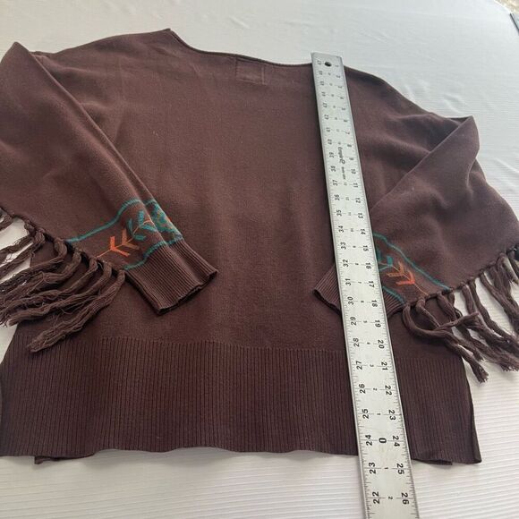 Cotton Rye Outfitters Brown Thunderbird Fringe Sweater Size Medium - Picture 9 of 9